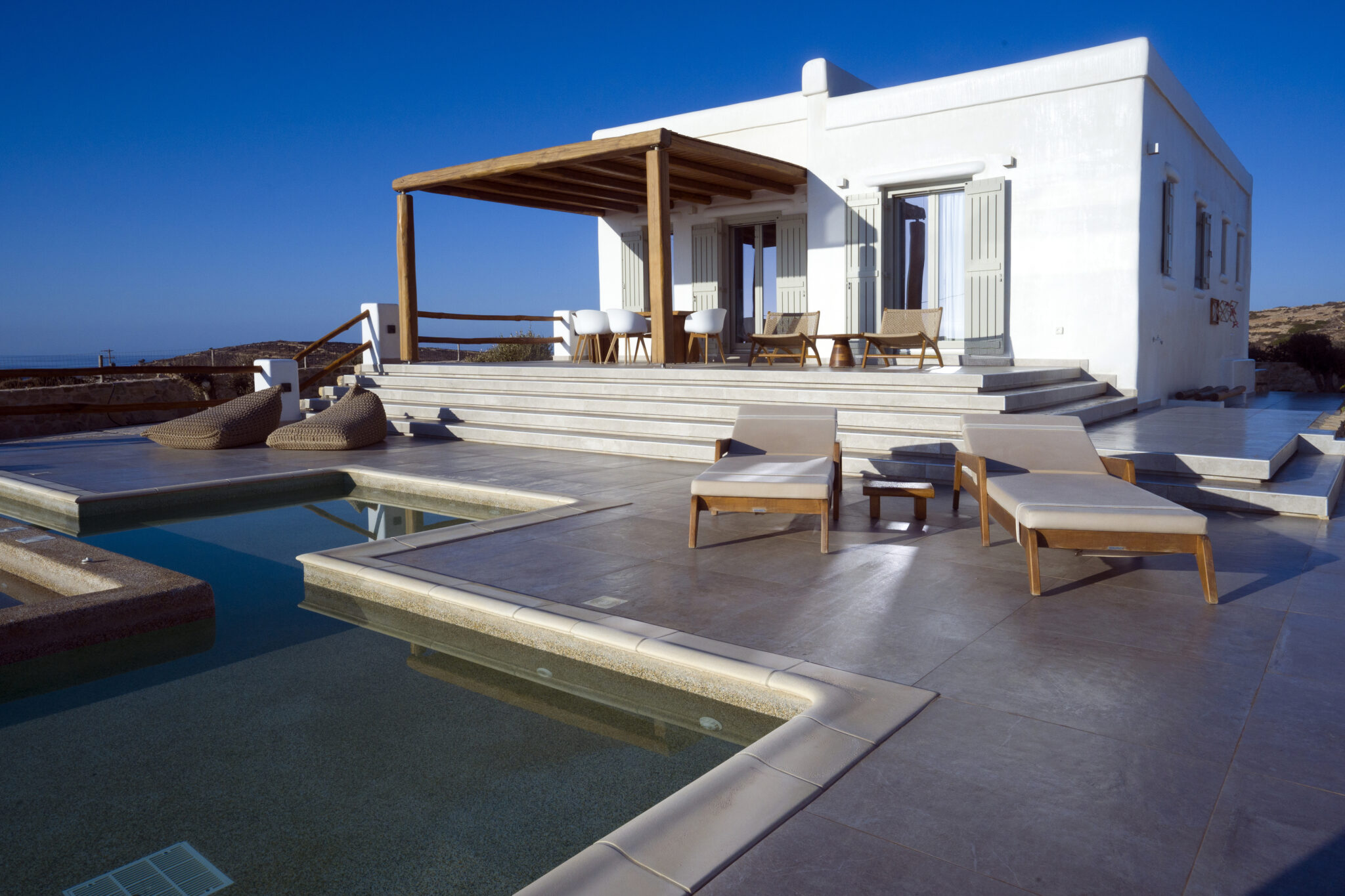Pool terrace with pergola, Villa Antikeri